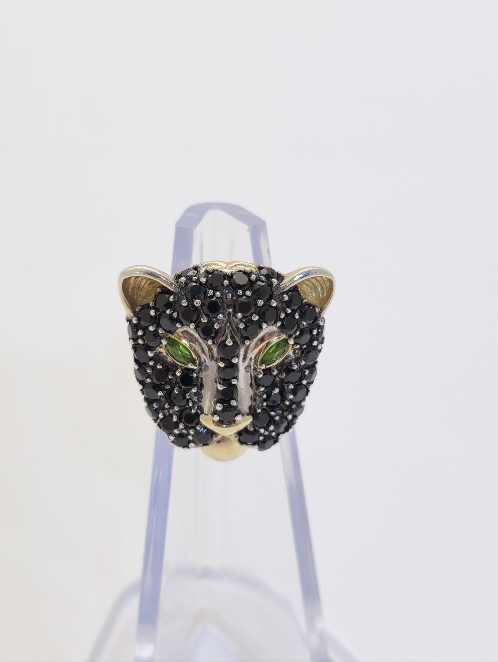 Gems En Vogue Black Spinel Panther Head Ring